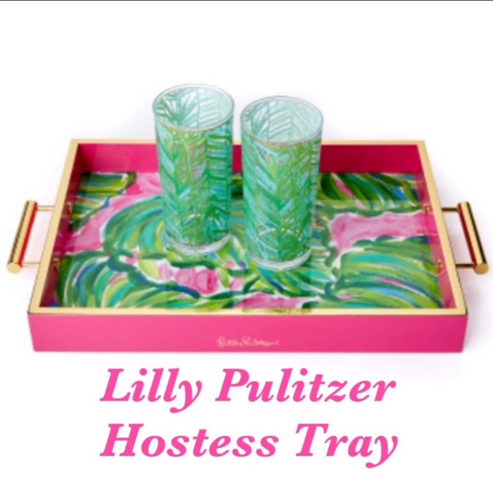 Lilly Pulitzer NWT Hostess Tray “Painted Palms” - Picture 2 of 6